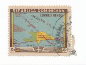 Dominican Republic 1946 - Scott C62 used - 10c, map