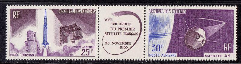 Comoros. # C16a, Sattelite A-1, Strip of 2, Mint NH 1/2 C