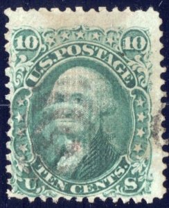 1867 used 10c green Washington with E-grill SC89