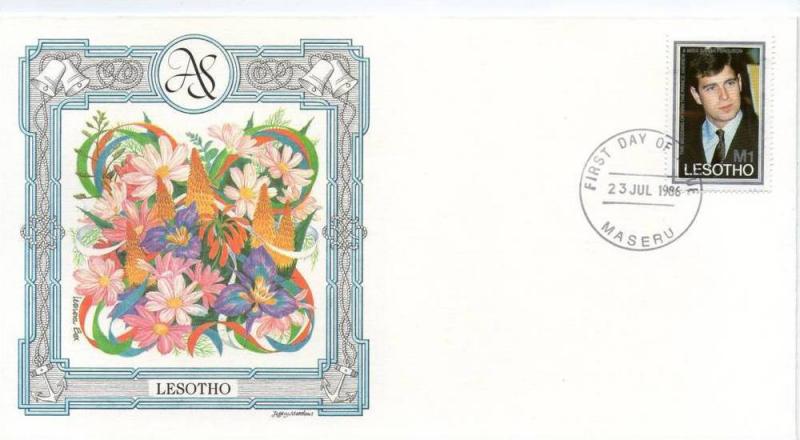 Lesotho 1986 Royal Wedding Prince Andrew  Sarah Sc 532 Fargusan Flower Orchid...