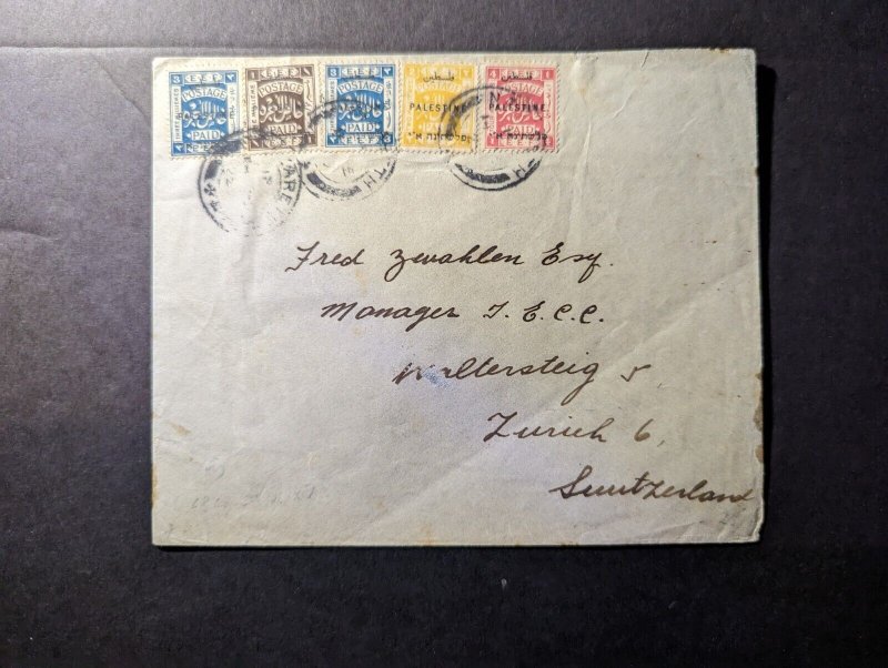 1925 Egyptian Expeditionary Force Cover Nazareth Palestine to Zurich Switzerland
