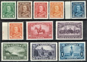 [st1150] CANADA 1935 Scott#341/51 KGV Pictorial set MNH 50c + $1 w/SUP CENTERING