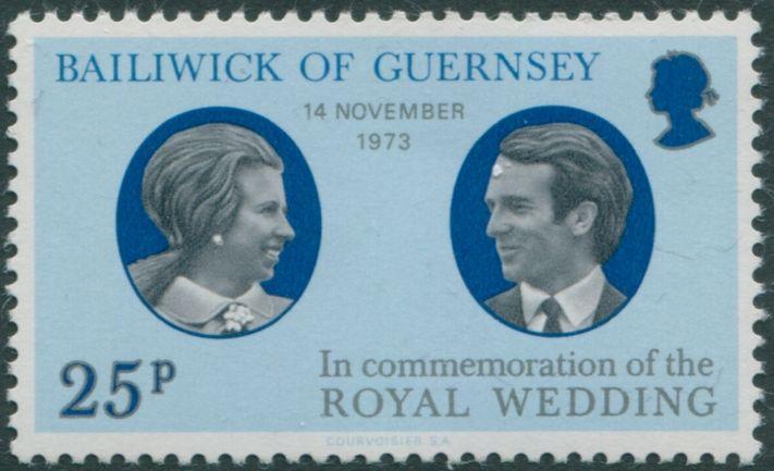 Guernsey 1973 SG93 25p Royal Wedding Anne and Mark MNH