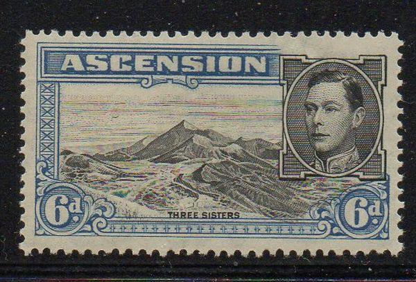 Ascension Sc 45 1938 6d Three Sisters stamp mint