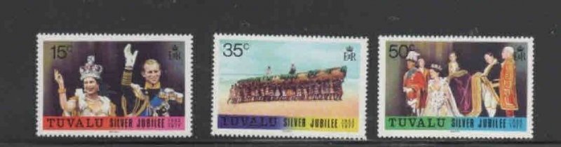 TUVALU #43-45 1977 REIGN OF QEII 25TH ANNIV. MINT VF NH O.G aa+