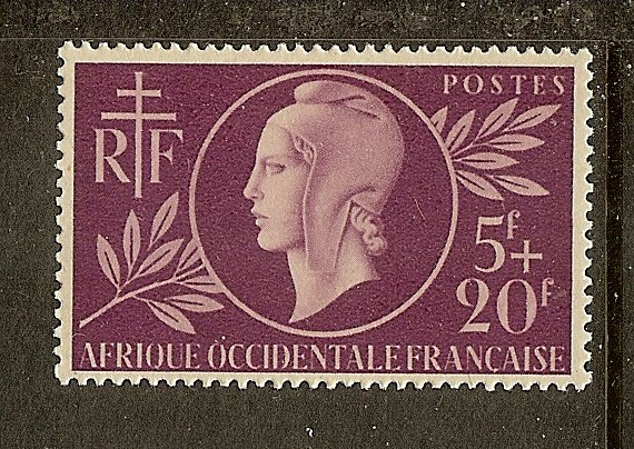 French West Africa, Scott #B1, 5fr + 20fr Red Cross Issue, MLH