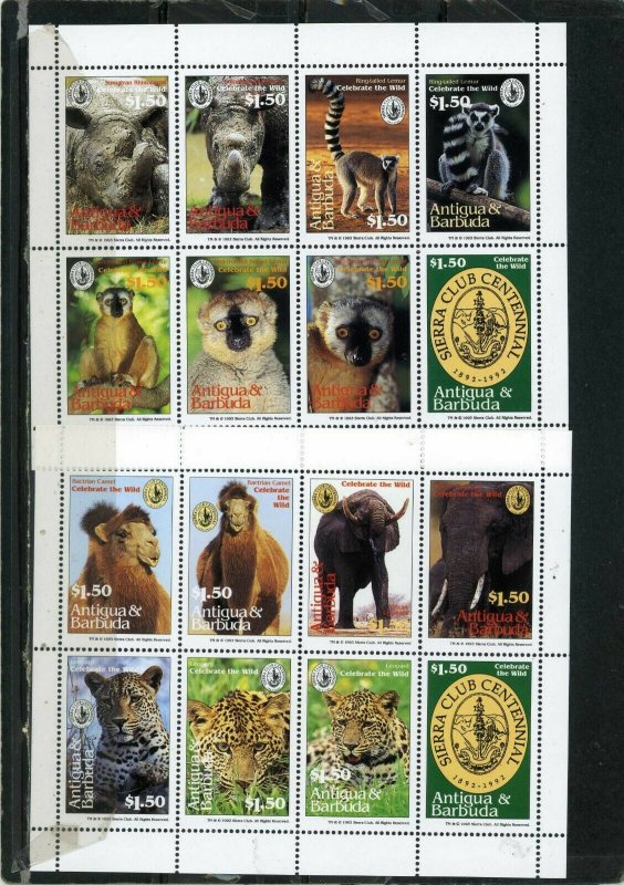 ANTIGUA & BARBUDA 1994 Sc#1776-1777 FAUNA/WILDLIFE 2 SHEETS OF 8 STAMPS MNH 