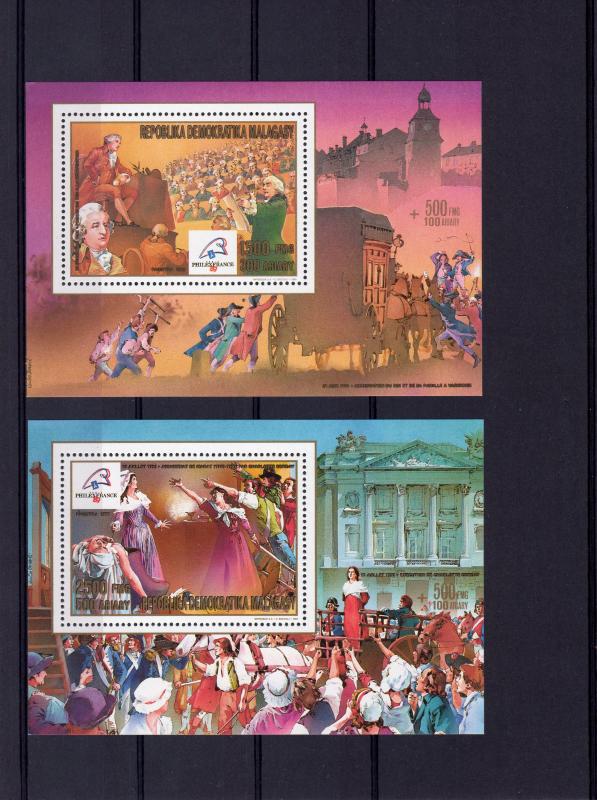 Madagascar 1989 French Revolution Bicentenary 5 Souvenir Sheets Perforated MNH