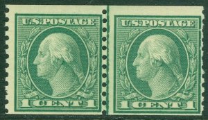 EDW1949SELL : USA 1914 Scott #452 Line pair. Mint Never Hinged. Catalog $160.00.