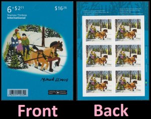 Canada 3257a Christmas Maud Lewis Family and Sled $2.71 booklet 6 MNH 2020