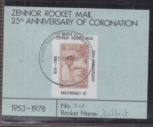 GILBERT ISLANDS, 1978 25th. Anniversary of Coronation, Zennor Rocket Mail label.