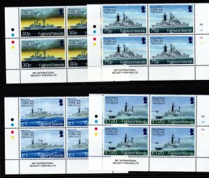 FALKLAND ISLANDS SG1304/7 2014 ROYAL NAVY IN BLOCKS OF 4 MNH