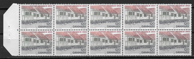 1978 Denmark 617a Old Town In Aarhus Post Office BK pane of 10 MNH