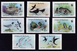 Antigua 1987 BIRDS complete (8) VF/NH(**)  WWF Emblem