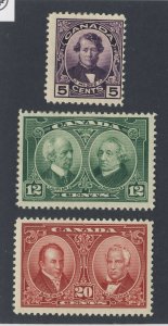3x Canada MH Stamps #146-5c Fine #147-12c F/VF & #148-20c F/VF GV = $54.00