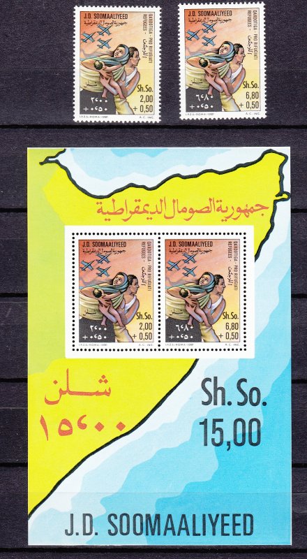 Z2953 1981 somalia set + s/s mnh #b59-60a refugees