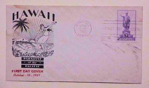 HAWAII FDC 1937  #799-40A PARADISE OF TEH PACIFIC CACHET