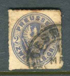 GERMANY; PRUSSIA 1860s classic rouletted issue used 2sg. value , Postmark