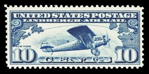 Scott C10 1927 10c Dark Blue Lindbergh Airmail Issue Mint VF OG NH Cat $12.50