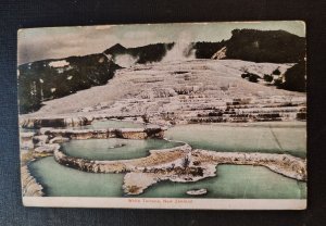 New Zealand. Old postcard - The White Terraces (Te Tarata), once cons...