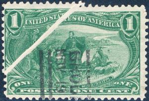 #285 TRANS-MISS 1¢ PRE-PRINT PAPER FOLDOVER MAJOR ERROR -- RARE -- BP7534