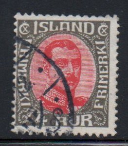 Iceland Sc 110 1920 4 aur Christian X  gray & red stamp used