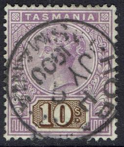 TASMANIA 1892 QV TABLET 10/- WMK TAS USED 