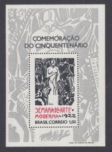 Brazil Sc 1222 MNH. 1972 1cr Modern Art Week Souvenir Sheet, fresh, bright, VF