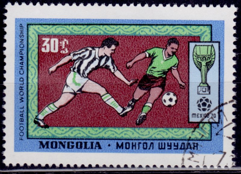 Mongolia, 1970, Football World Cup-Mexico, 30m, sw#594, used