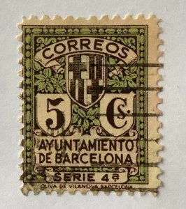 Spain, Barcelona municipality 1935 - 5c, Coat of Arms of Barcelona,  Serie 4a