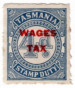 (I.B) Australia - Tasmania Revenue : Wages Tax 4d (1937)