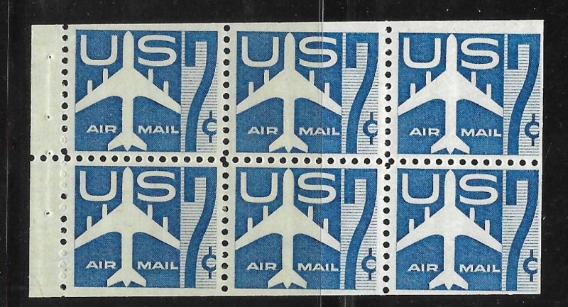 Booklet Pane Full Tab - Scott #C51a 7c Blue, Bklt. pane of 6, VF MNH