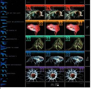 2000 33c Deep Sea Creatures, Sheet of 15 Scott 3439-3443 Mint F/VF NH