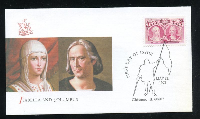 US 2625c Voyages of Columbus - $4 crimson lake UA Fleetwood cachet FDC