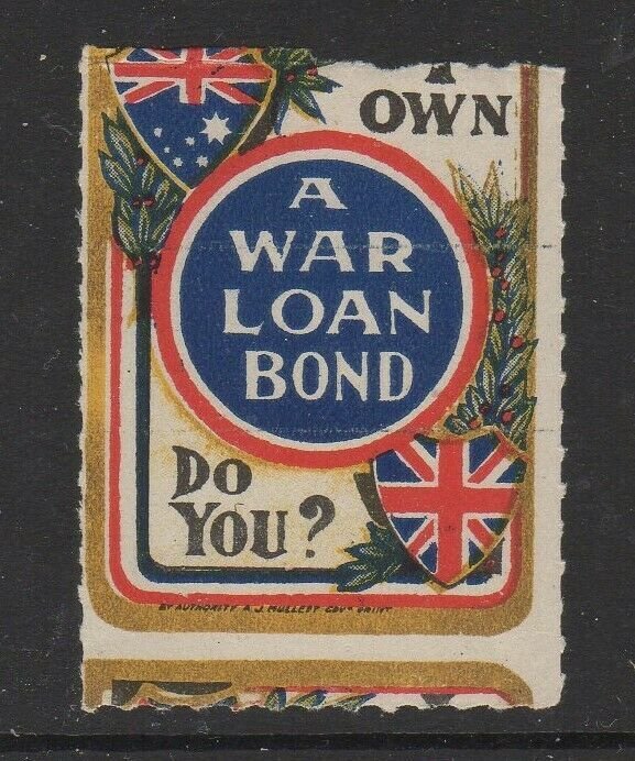 Australia War Loan Bond Promotion Poster Stamp Misperf MH OG