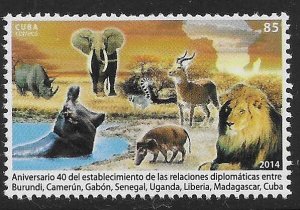 Cuba 2014 Diplomatic Relations Africa elephant lion hippo rhino MNH A3550