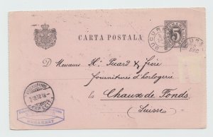 ROMANIA POSTCARD 1892 BUCHAREST SWISS MARKINGS USED ROYAL MAIL