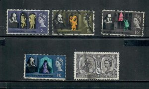 G.B 1964 COMMEMORATIVES  SET SHAKESPEARE USED h 081220