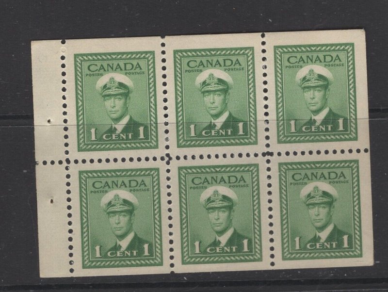 Canada #249b (1946 One Cent George VI booklet pane of six) VFMNH CV $10.50