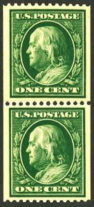 U.S. #385 MINT PASTE UP PAIR OG HR