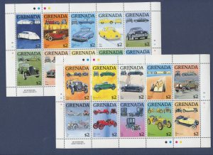 GRENADA 1613 & 1614 & Grenadines 1018-1019  - four MNH S/S - Cars - 1998 - 2PIX