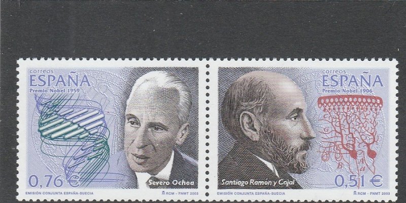 Spain  Scott#  3204  MNH Pair  (2003 Nobel Prize Winners)