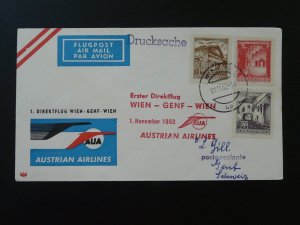 first flight cover Wien Geneve AUA Austrian Airlines 1962