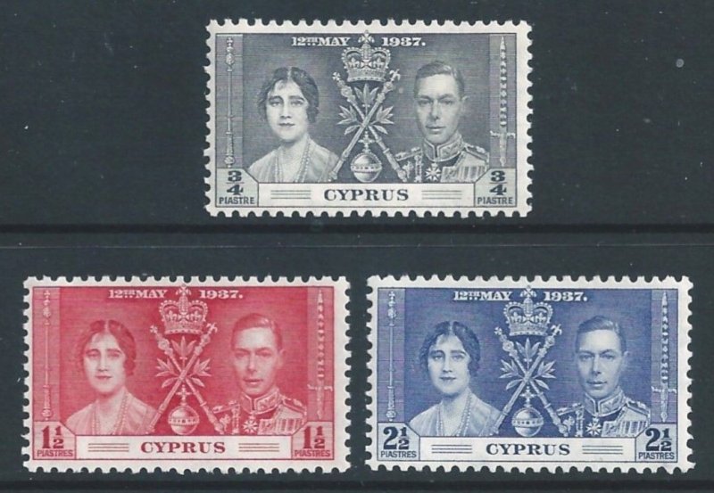 Cyprus #140-2 MH 1937 Coronation Issue