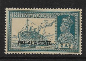 INDIA-PATIALA SG89 1938 6a TURQUOISE-GREEN MTD MINT