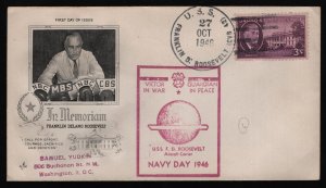 Navy Day 1946-U.S.S. Franklin D Roosevelt Cancel **ANY 5=FREE SHIPPING**