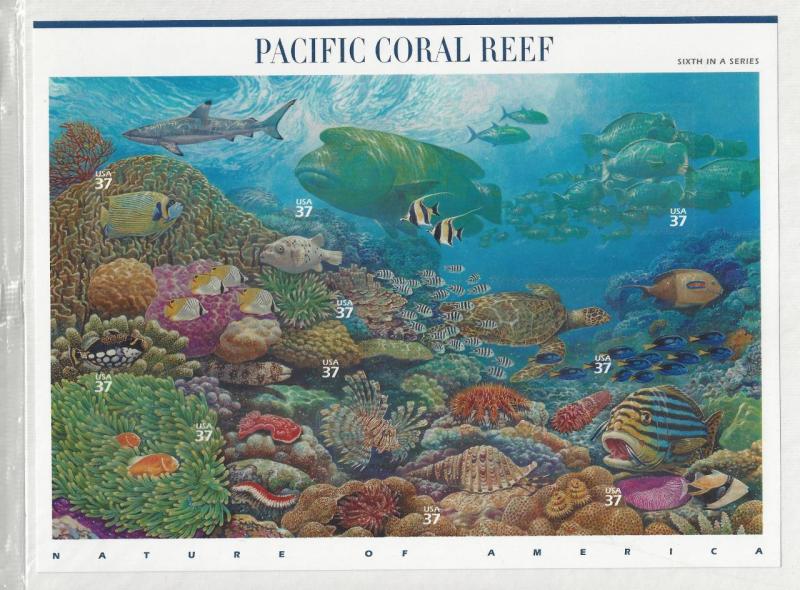 USA - Scott # 3831 Pacific Coral Reef Sheet - Unused MNH -  (AZ53)