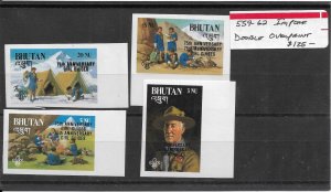 Bhutan: Sc #559-562, MNH Imperf Double Overprint, Boy Scout Set (53715)