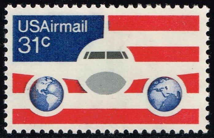 US #C90 Plane; Globes and Flag; MNH (0.60)