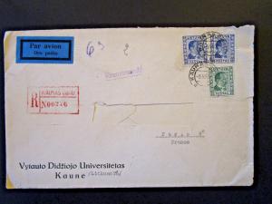 Lithuania 1937 Airmail Cover to France / Address Cut Out (II) - Z5386